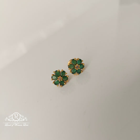 92.5 Silver Green Earrings-RCJR1113-3