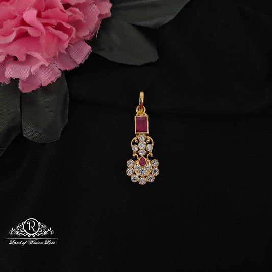 Silver White & Kempu Stones Locket-M305