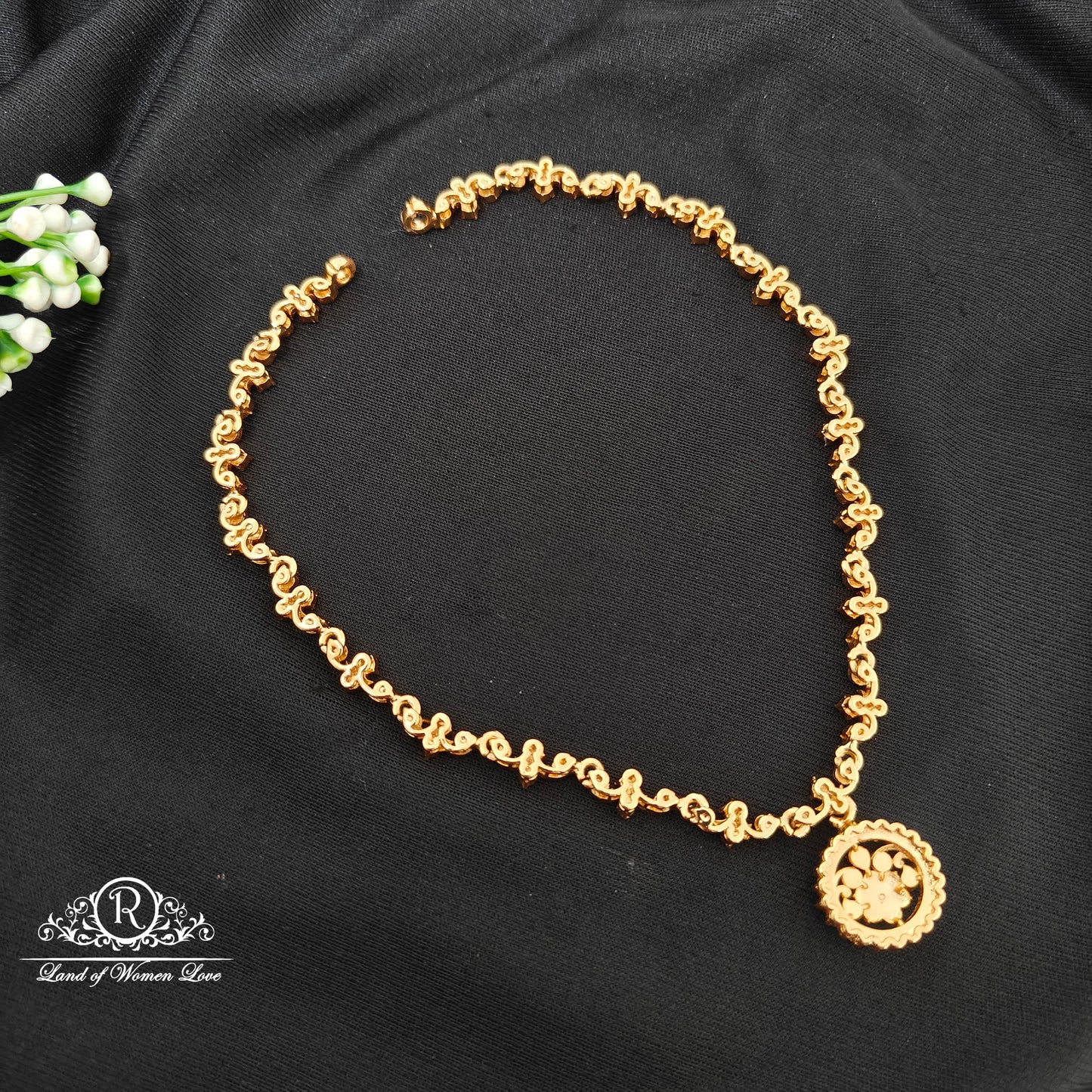 92.5 Silver white stones necklace-RCM1598