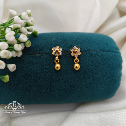 92.5 Silver Small White Stone  Earrings-RCR044