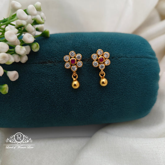 92.5 Silver Small White Stone  Earrings-RCR046