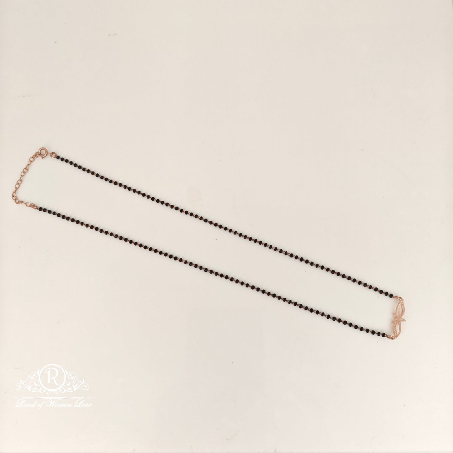 92.5 SILVER ROSE GOLD POLISH BLACK BEADS CHAIN-RCRB42