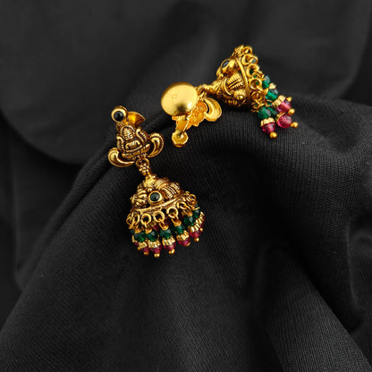 92.5 Silver With Gold Polish  Lakshmi Devi Jumkas -RCV409