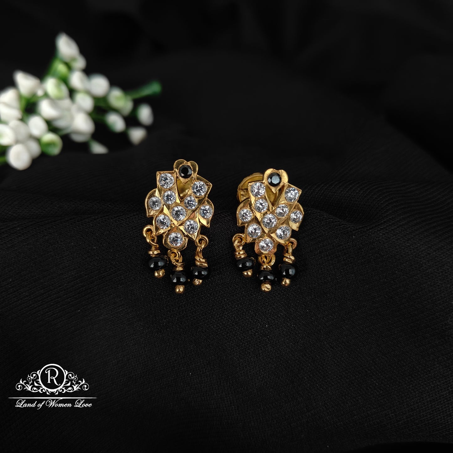 92.5 SILVER GOLD POLISH EARRINGS-RCH1082