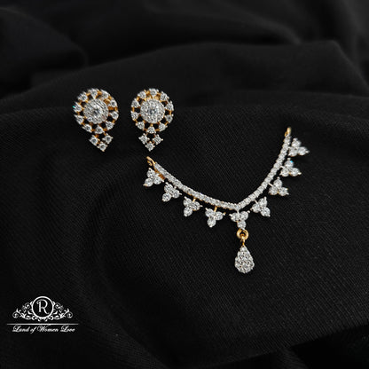 92.5 Silver diamond finishing locket with earrings -RCSB037