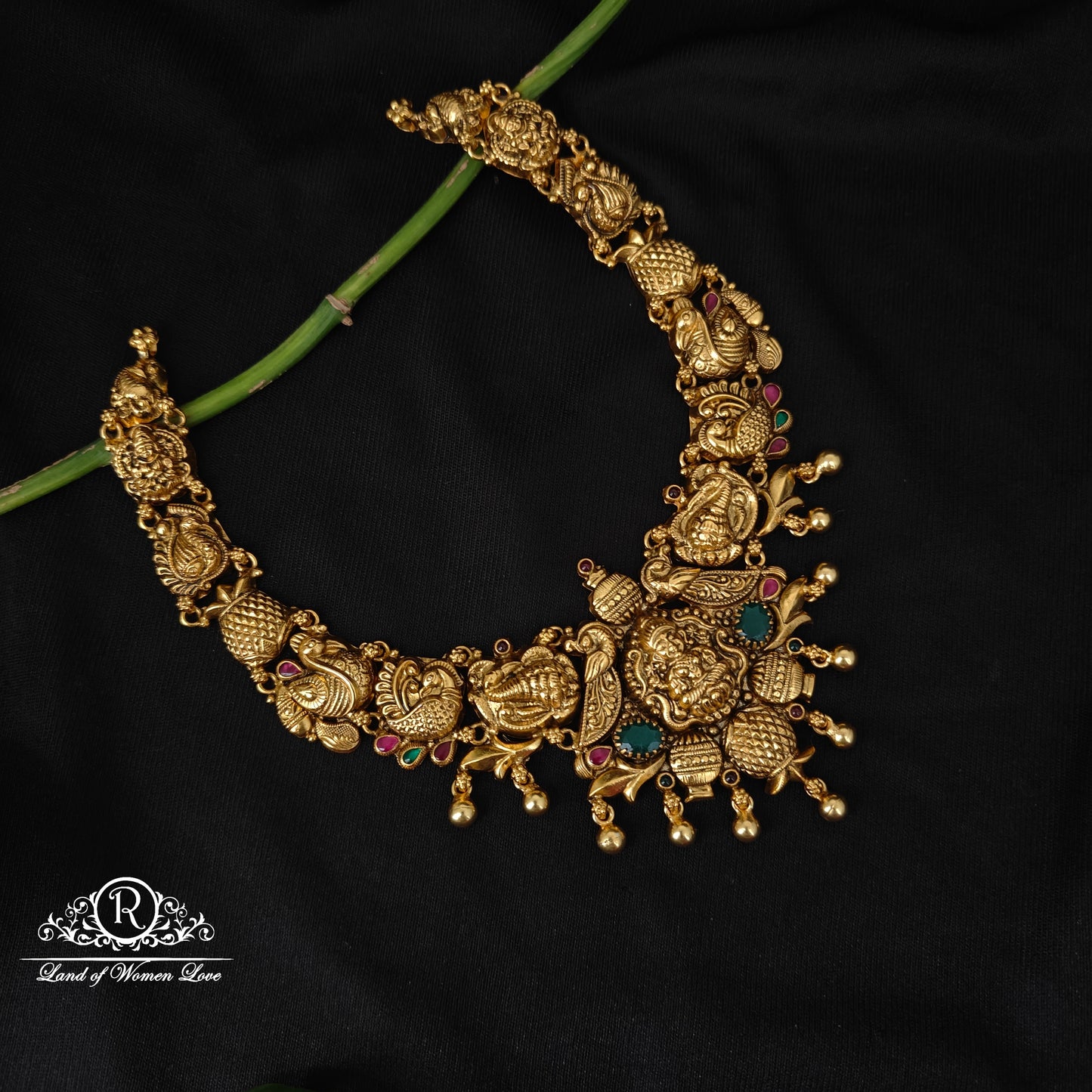 92.5 silver simple and Cute Lakshmi Devi  design nakshi necklace -RCJR1018