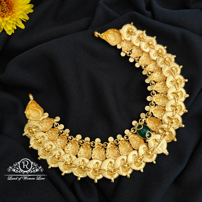 92.5 Silver  lakshmi devi  Kasu Necklace design-RCV316