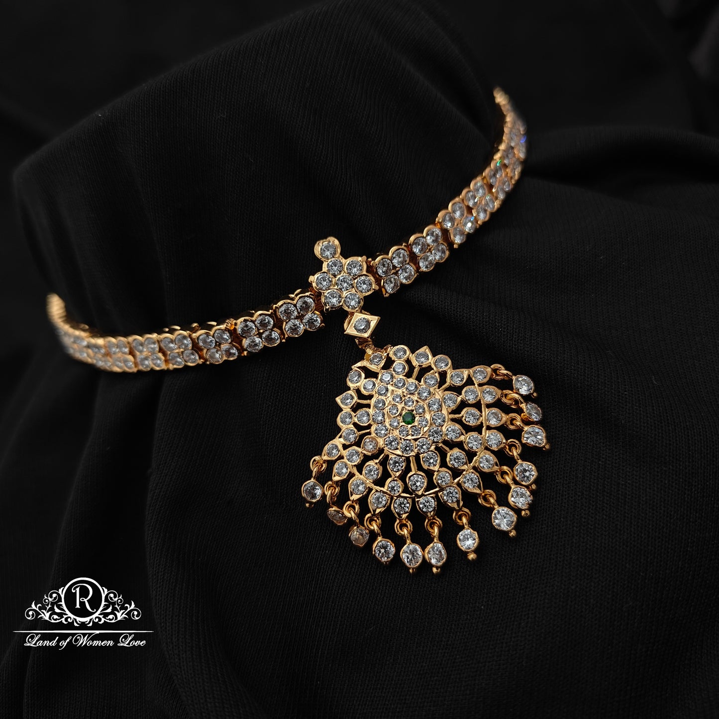 92.5 Silver with gold polish Necklace -RCK332