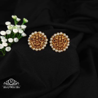 92.5 SILVER LAKSHMI DEVI WITH PEARL ROUND STUDS-RCJR1085