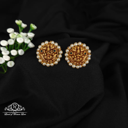 92.5 SILVER LAKSHMI DEVI WITH PEARL ROUND STUDS-RCJR1085