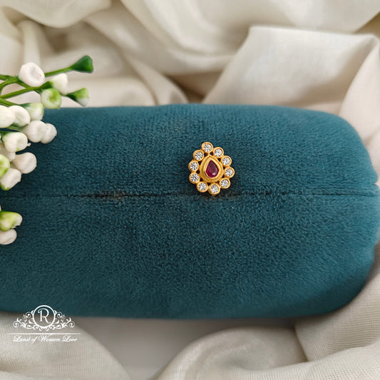 92.5silver nosepin with white and ruby stone -RCR139