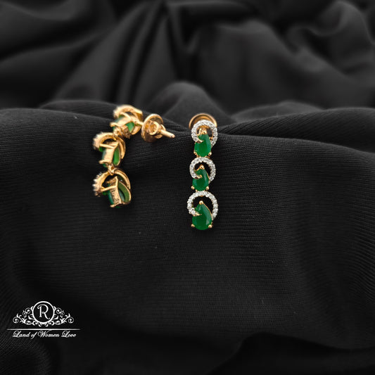 92.5 silver green stone diamond finishing  earrings -RCR212