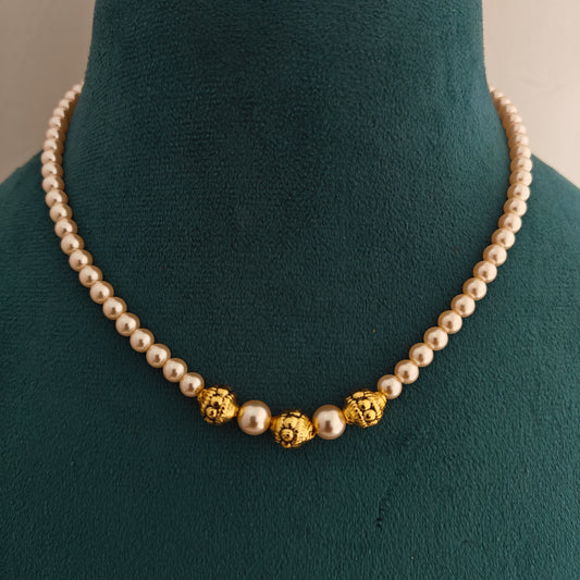 92.5 silver pearls mala with nakshi balls -RCH1324
