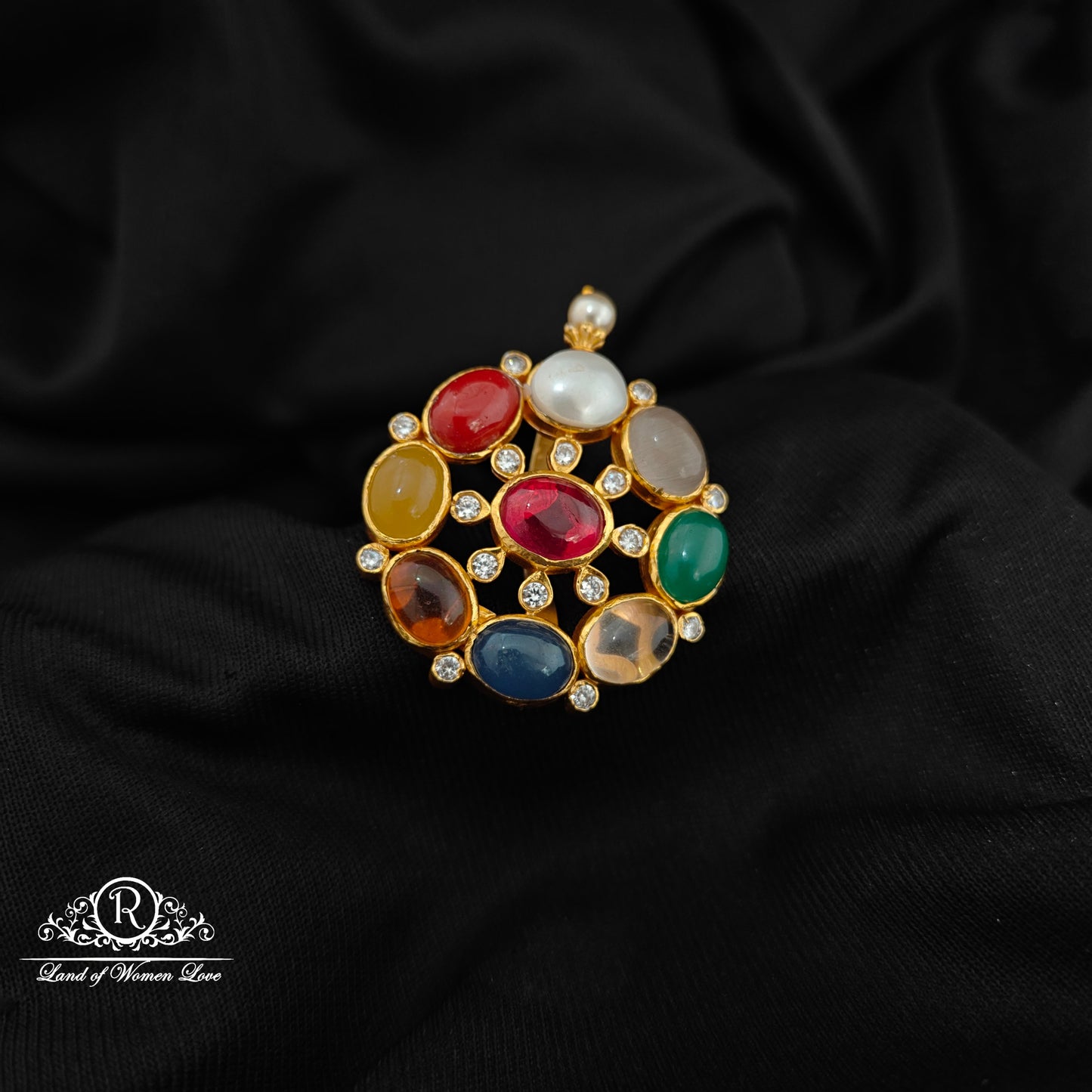 92.5 Silver navaratna pendent -RCM1619