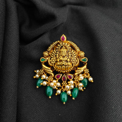 92.5 Silver With Gold Polish Lakshmi Devi Desgin pendant -RCV368