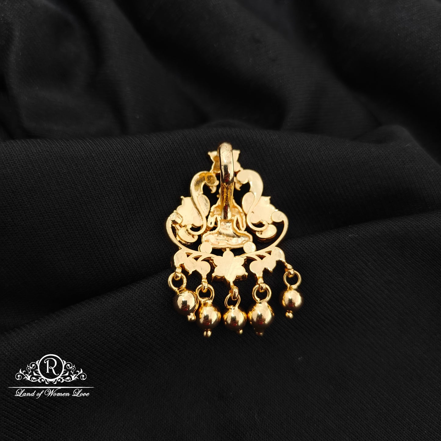 92.5 Silver lakshmidevi and peacock design  pendent-RCM1595