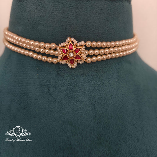 92.5 silver pearls chocker-RCH1063-1