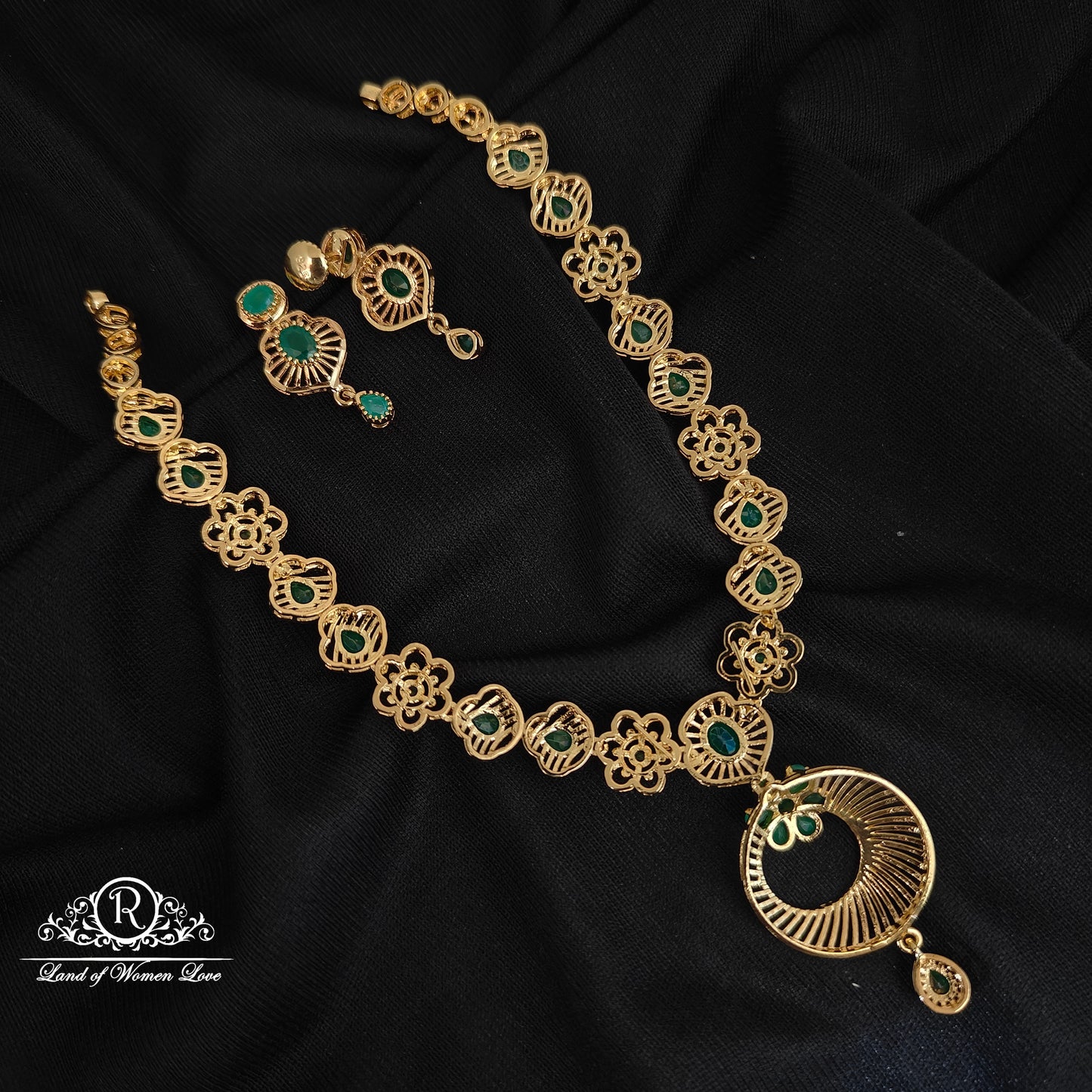 92.5 silver premium green necklace-RCHD004