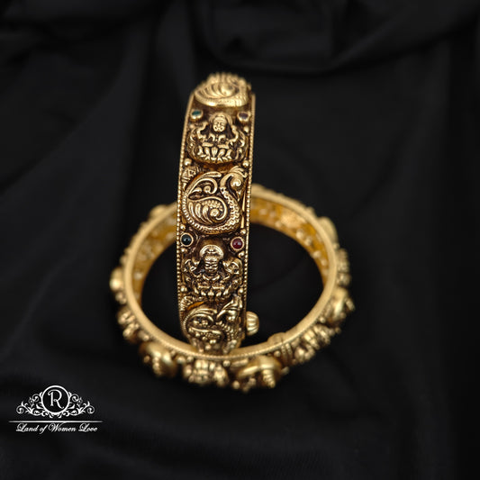 92.5 SILVER LAKSHMI DEVI PEACOCK DESGIN BANGLES-RCM1424