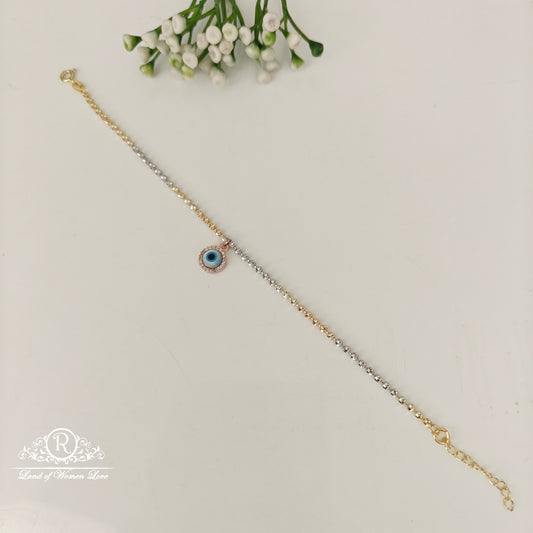 92.5 SILVER 3 TONE POLISH EVEL EYE BRACELET-RCRB52