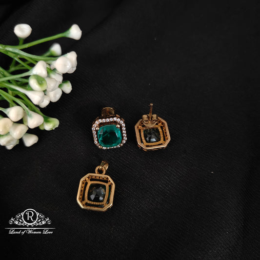 92.5 silver simple and Cute earrings and locket -RCMJ174