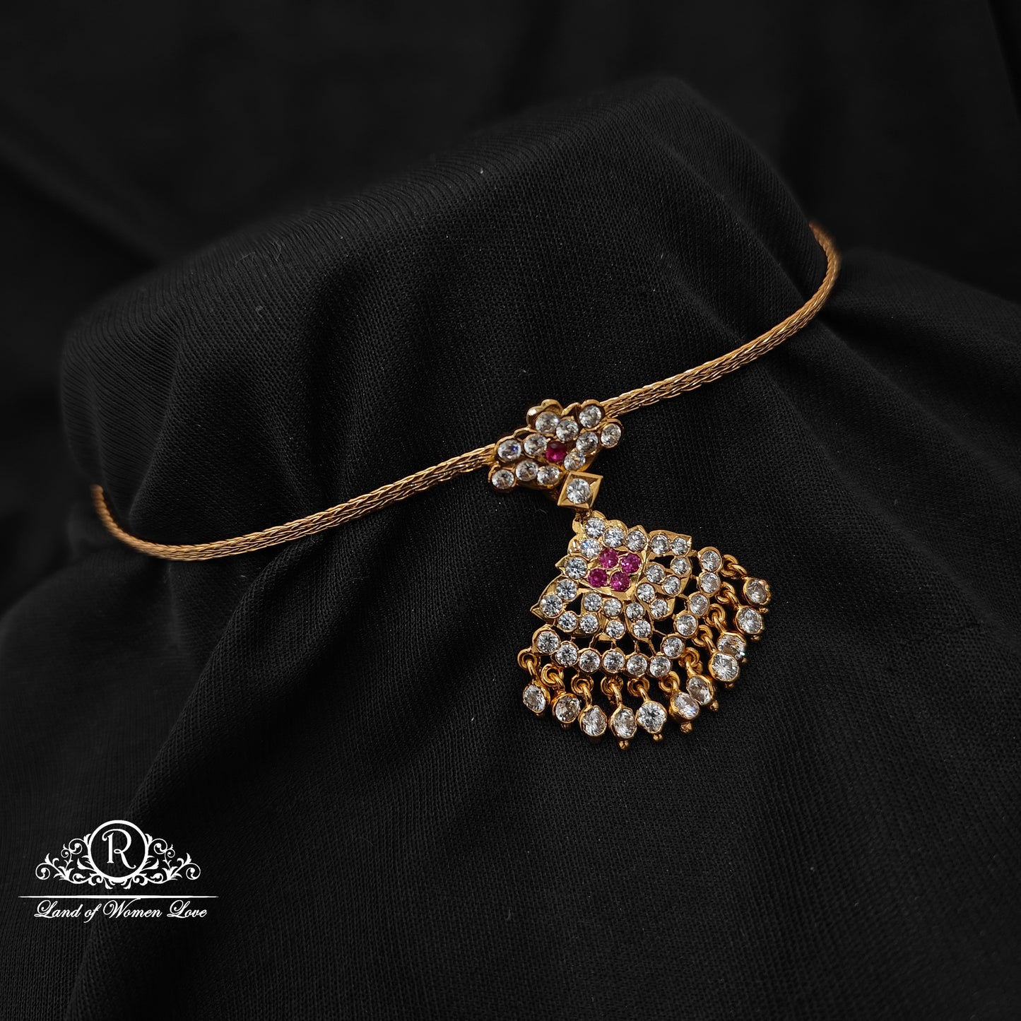 92.5 Silver with gold polish Necklace- RCK323