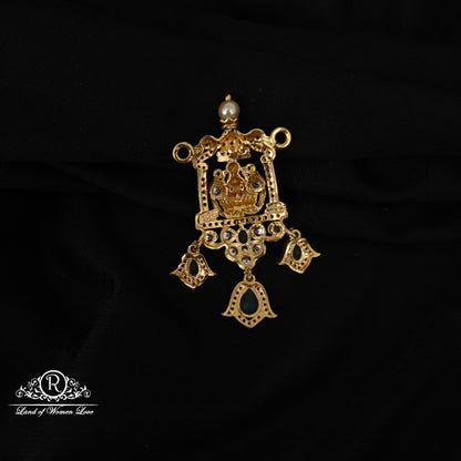 92.5 silver mala locket Lakshmi design with CZ stones-RCH1017