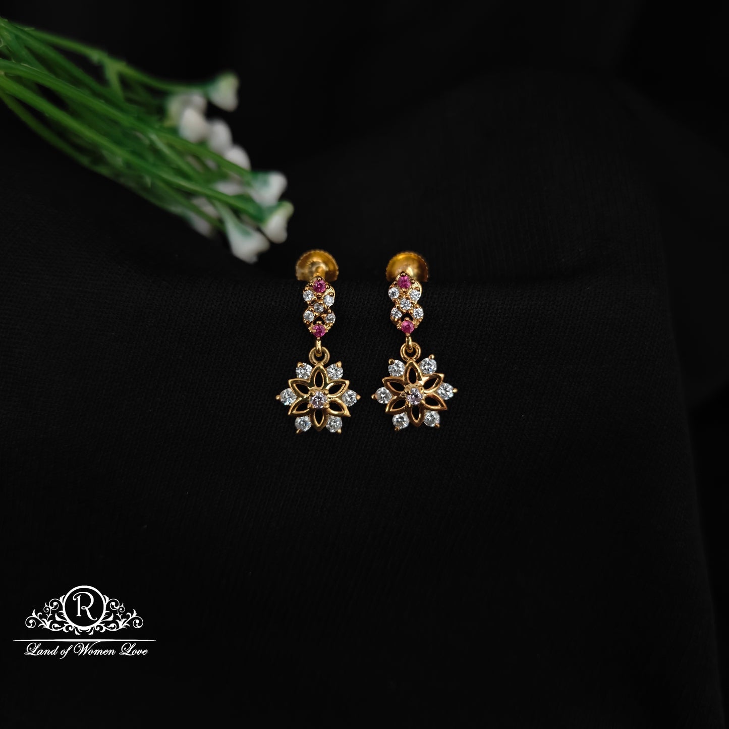 92.5 SILVER STONE EARRINGS-RCHD085