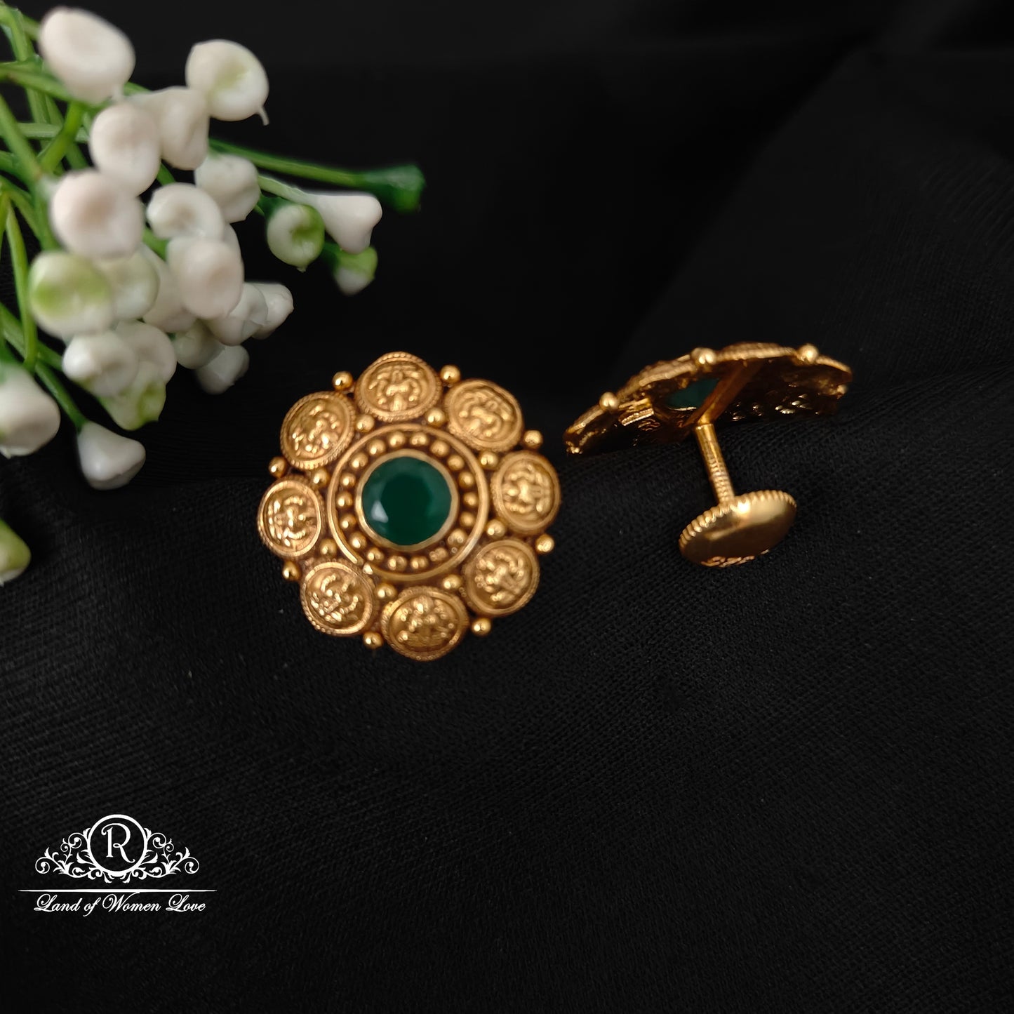 92.5 SILVER KASU MODEL EARRINGS-RCM1398