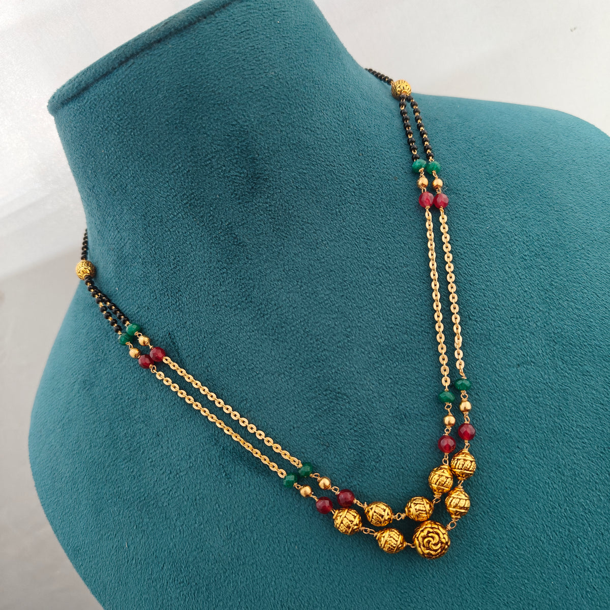92.5 Silver with gold polish black beads -RCH1370