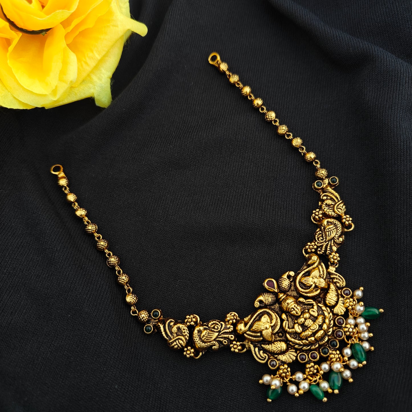 92.5 Silver  lakshmi devi Necklace design-RCV355
