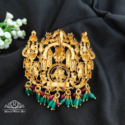 92.5 Silver Radhakrishnan design pendent with beads hangings-RCR106