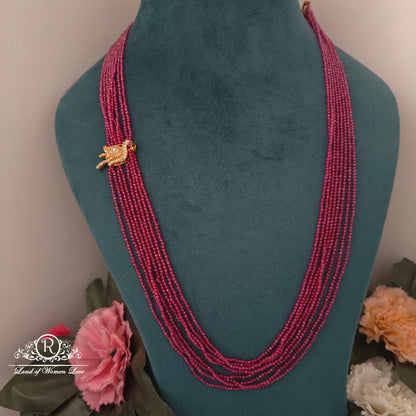 92.5 SILVER BIRD PENDANT RUBY BEADS MALA-RCH1060