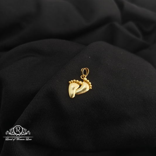 92.5 Silver  foot design with gold polish locket-RCR264