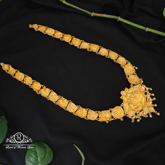 92.5 silver simple and Cute Lakshmi Devi and peacock design nakshi haram -RCJR1024