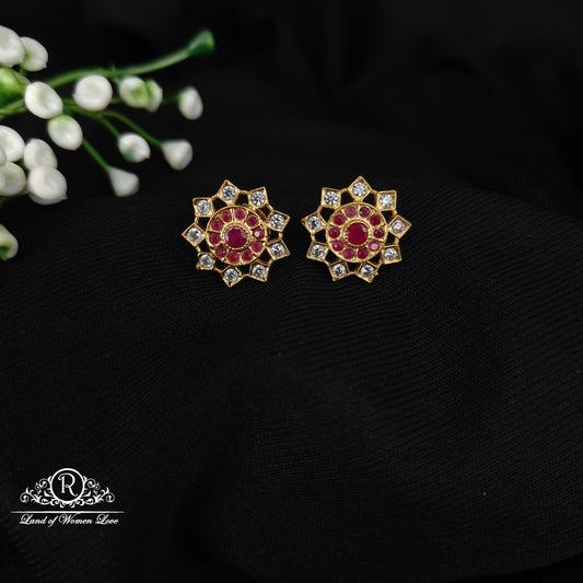 92.5 SILVER GOLD POLISH EARRINGS-RCH1078