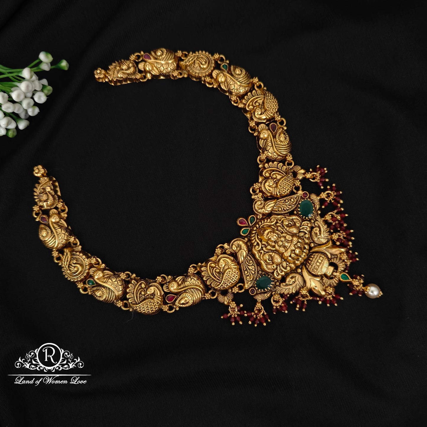 92.5 silver simple and Cute nakshi necklace with Lakshmi Devi Design -RCJR1012