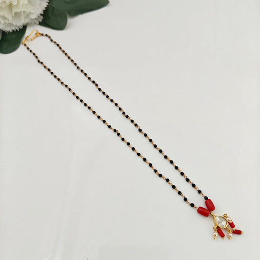 92.5-silver with gold polish black beads chain-RCH1336