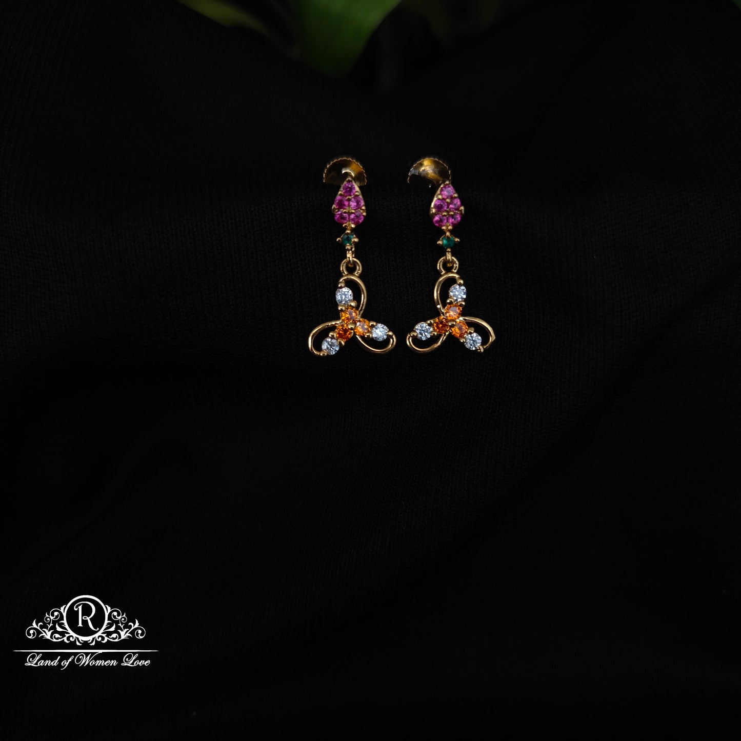 92.5 SILVER STONE EARRINGS-RCHD044