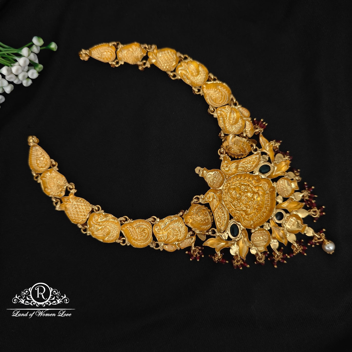 92.5 silver simple and Cute nakshi necklace with Lakshmi Devi Design -RCJR1010