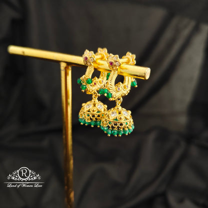 92.5 Silver Makara kundan Earrings -RCBH067