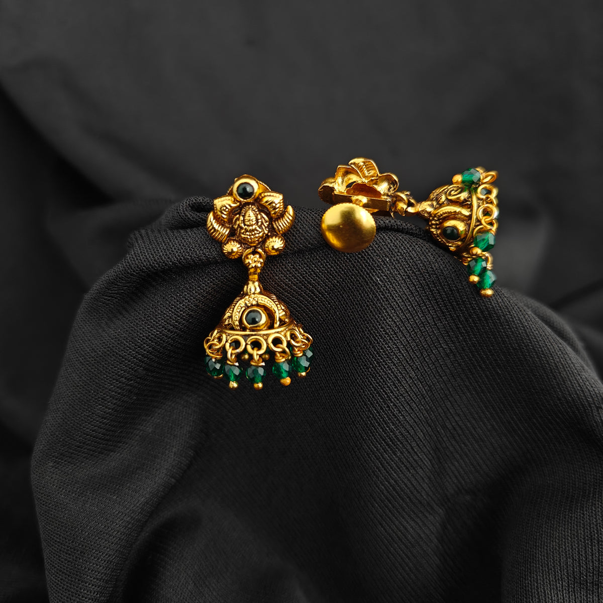 92.5 Silver With Gold Polish  Lakshmi Devi Jumkas -RCV401