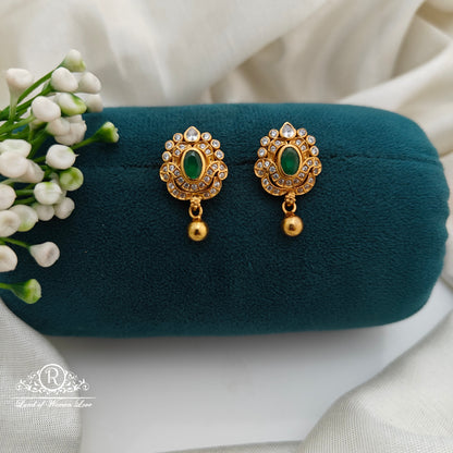 92.5 Silver  White Stone  Earrings-RCR039
