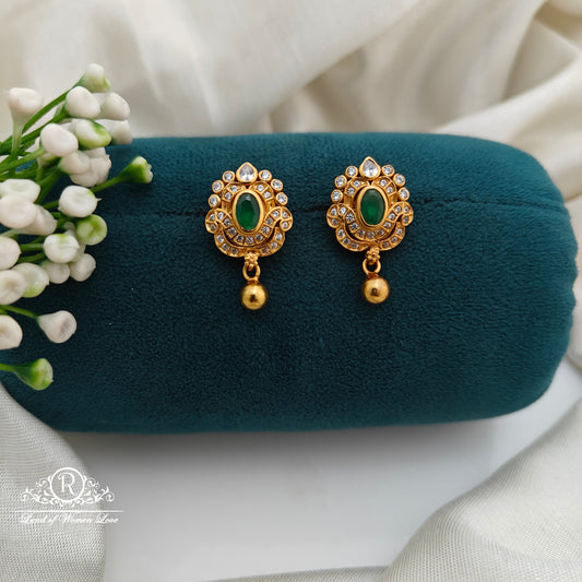 92.5 Silver  White Stone  Earrings-RCR039