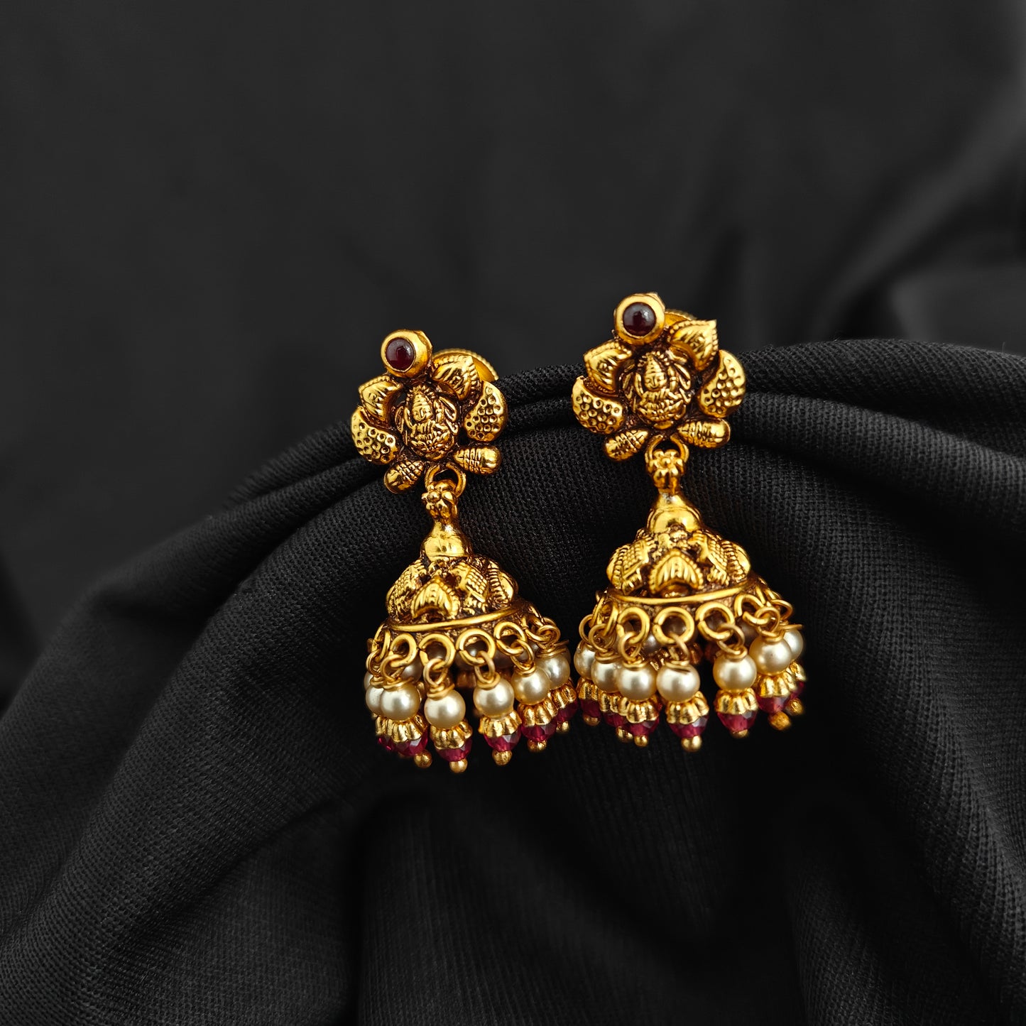 92.5 Silver With Gold Polish  Lakshmi Devi Jumkas -RCV416