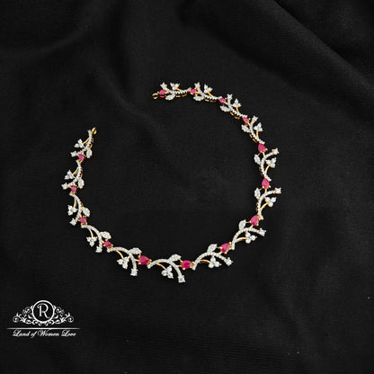 92.5 Silver ruby diamond finishing Necklace -RCSB042
