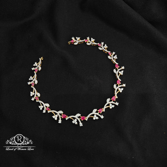92.5 Silver ruby diamond finishing Necklace -RCSB042