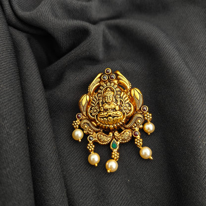 92.5 Silver With Gold Polish Lakshmi Devi Desgin pendant -RCV369