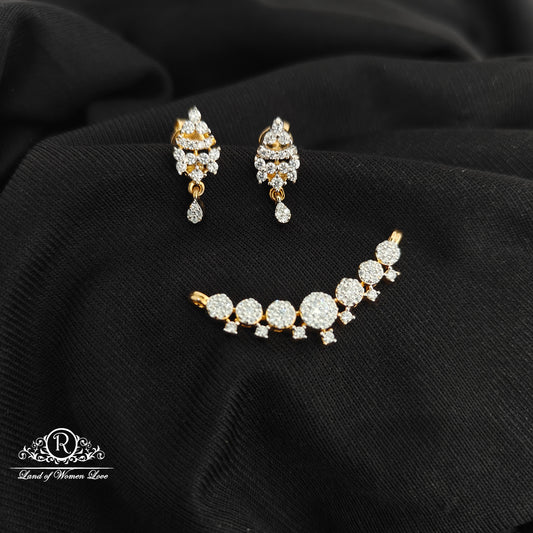 92.5 Silver diamond finishing locket with earrings -RCSB036
