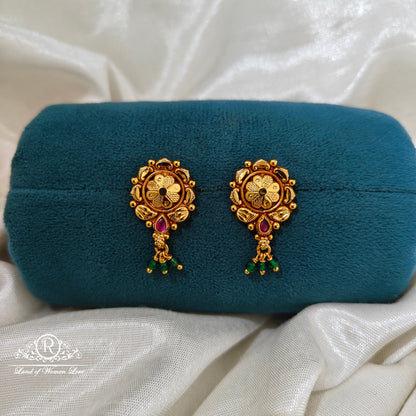 92.5 Silver flower design earrings -RCM1612